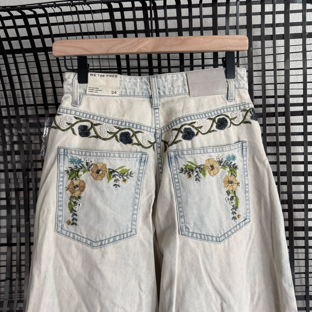 Free people We The Free Mi Amore Wide-Leg Jeans vintage floral tapestry - Picture 11 of 12
